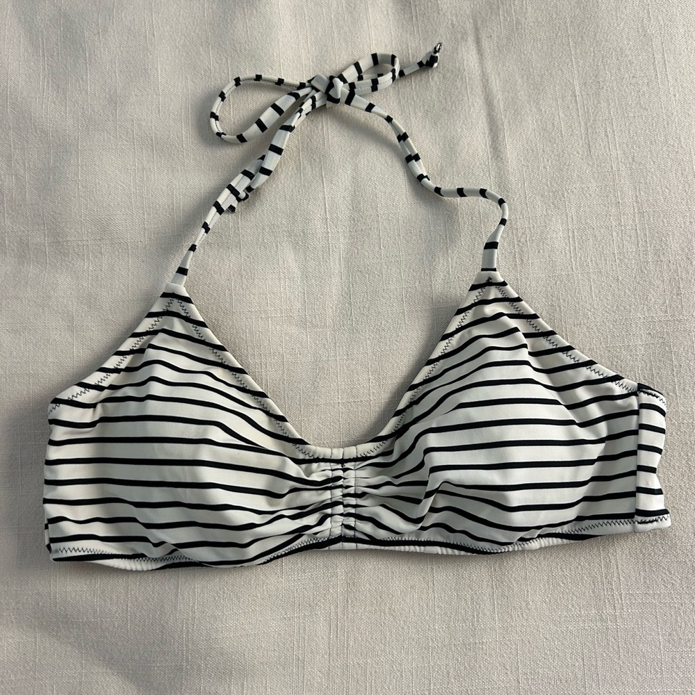 Victoria’s Secret Striped Black & White Halter Bikini Top